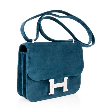 Hermès Blue Ocean Veau Doblis Constance 18 Palladium 